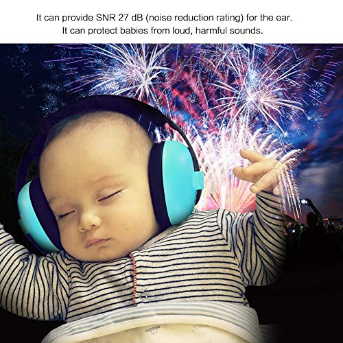 Orejeras con cancelación de ruido Reducción de ruido Protección para los oídos Defensores Protección auditiva 25dB NRR Auriculares con cancelación de sonido para bebés(17 * 16 * 8cm-Verde)