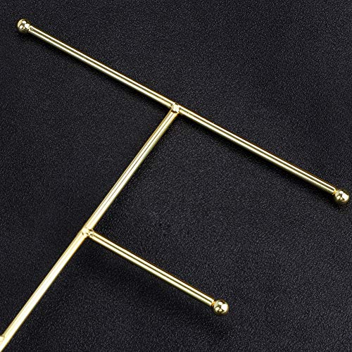 Organizador de joyas,soporte de exhibición de collar de barra en T de metal Soporte para pendientes para el hogar, estante colgante colgante con bandeja de patrón