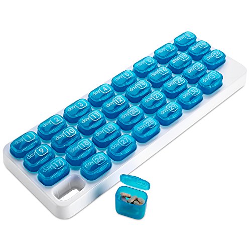 Organizador mensual de pastillas MEDca. Espacio para 31 cápsulas.