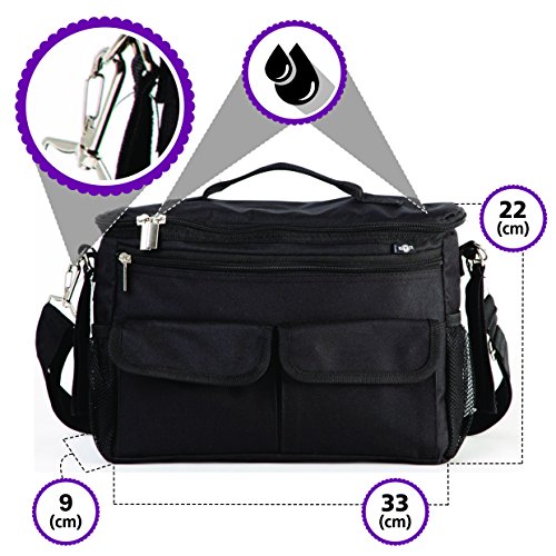 Organizador para coches de paseo con dos ganchos para cochecitos de BTR. Diseño universal. Negro