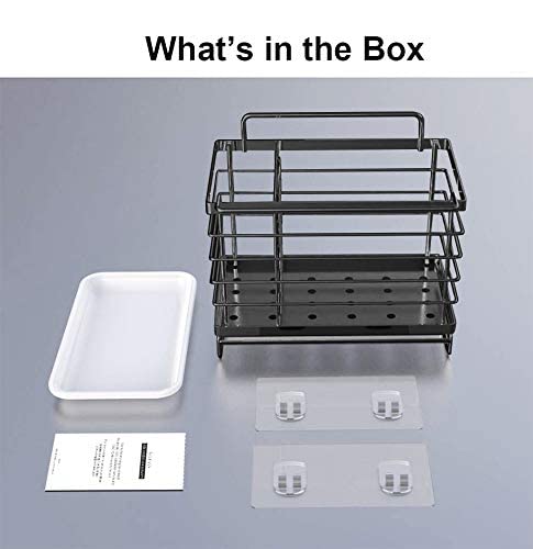 Orimade Organizador Sink Caddy Soporte para Utensilios de Cocina Adhesivo ＆Encimera para el Fregadero Acero Inoxidable Negro