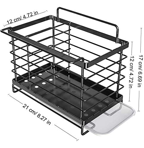 Orimade Organizador Sink Caddy Soporte para Utensilios de Cocina Adhesivo ＆Encimera para el Fregadero Acero Inoxidable Negro