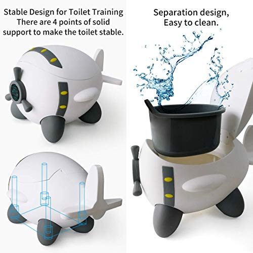 Orinal Infantil WC Niños Portatil: Orinales Bebe Infantiles Inodoro - Asiento Vater Water Urinario Niño Niña - Silla Urinal Bacinilla Infant - Retrete Aprendizaje Portatiles Bebé Avión Gris Blanco