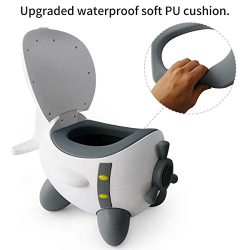 Orinal Infantil WC Niños Portatil: Orinales Bebe Infantiles Inodoro - Asiento Vater Water Urinario Niño Niña - Silla Urinal Bacinilla Infant - Retrete Aprendizaje Portatiles Bebé Avión Gris Blanco