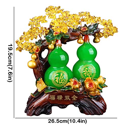 Ornamento de Escritorio Crystal Tree Calabaza suerte fortuna árbol del dinero hecho a mano ilustraciones Bonsai estilo de decoración for la suerte y la riqueza del estreno de regalo (amarillo) artesan