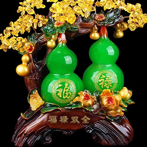 Ornamento de Escritorio Crystal Tree Calabaza suerte fortuna árbol del dinero hecho a mano ilustraciones Bonsai estilo de decoración for la suerte y la riqueza del estreno de regalo (amarillo) artesan