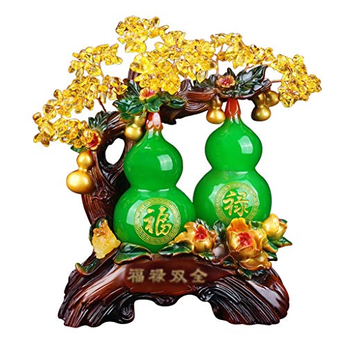 Ornamento de Escritorio Crystal Tree Calabaza suerte fortuna árbol del dinero hecho a mano ilustraciones Bonsai estilo de decoración for la suerte y la riqueza del estreno de regalo (amarillo) artesan