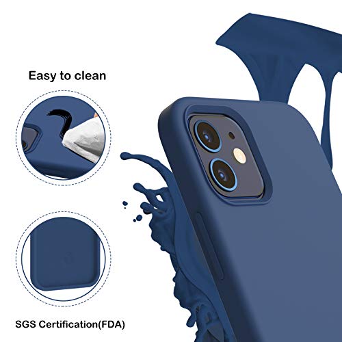 ORNARTO Funda Silicone Case Compatible con iPhone 12 6,1", iPhone 12 Pro Protección de Cuerpo Completo,Carcasa de Silicona Líquida Suave Case para iPhone 12/12 Pro (2020) 6,1 Azul