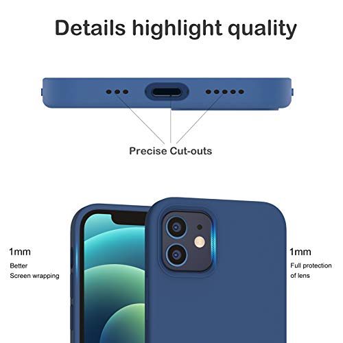 ORNARTO Funda Silicone Case Compatible con iPhone 12 6,1", iPhone 12 Pro Protección de Cuerpo Completo,Carcasa de Silicona Líquida Suave Case para iPhone 12/12 Pro (2020) 6,1 Azul