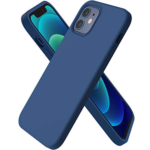 ORNARTO Funda Silicone Case Compatible con iPhone 12 6,1", iPhone 12 Pro Protección de Cuerpo Completo,Carcasa de Silicona Líquida Suave Case para iPhone 12/12 Pro (2020) 6,1 Azul