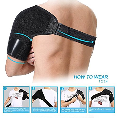 Ortesis de hombro para hombres y mujeres - Alivio de manga de ajuste ajustable para lesiones de hombro, tendinitis para soporte de manguito rotador desgarrado, manga de compresión de hombro de neopren