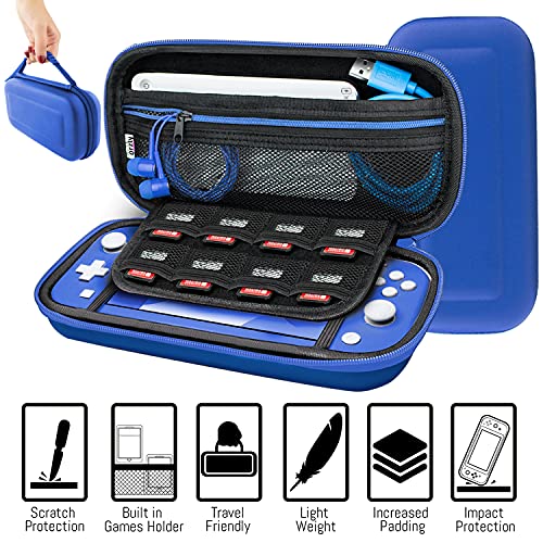 Orzly Accesorios para Nintendo Switch Lite – Pack Incluye: Protectores de Pantalla & Funda para Switch Lite Consola, Funda Comfort Grip, Cable USB, Auriculares y más. [Naranja]