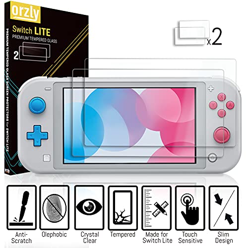 Orzly Accesorios para Nintendo Switch Lite – Pack Incluye: Protectores de Pantalla & Funda para Switch Lite Consola, Funda Comfort Grip, Cable USB, Auriculares y más. [Naranja]