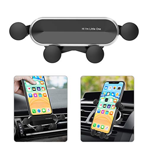 Ossky Soporte Móvil Coche, Universal Soporte Móvil Coche ventilacion Gravedad, Porta Movil Coche para Rejillas del Aire de Coche para iPhone, Samsung, Huawei, etc. de 4.7 a 6.5Pulgadas (Negro-Plata)