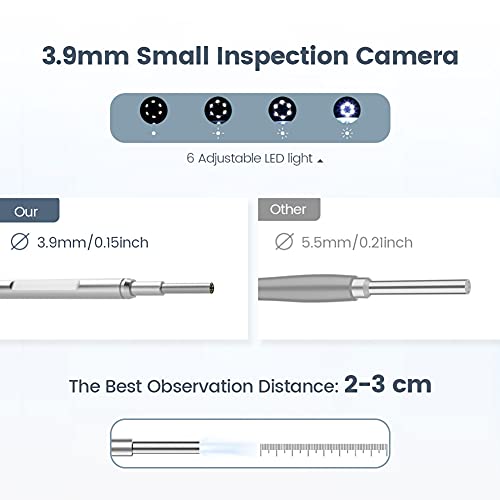 Otoscopio digital con pantalla IPS de 4.5", cámara de inspección auditiva HD 1080P de 3.9 mm con 6 luces LED, herramienta de eliminación de cerumen, tarjeta de 32 GB
