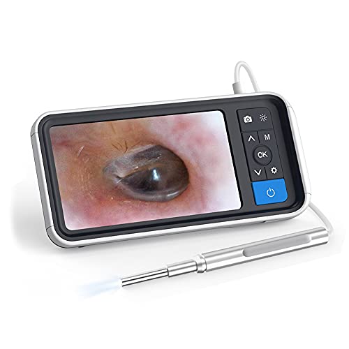 Otoscopio digital con pantalla IPS de 4.5", cámara de inspección auditiva HD 1080P de 3.9 mm con 6 luces LED, herramienta de eliminación de cerumen, tarjeta de 32 GB