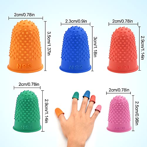 OTTYMO 20 Pcs Protector Dedo Mano Silicona Proteger los Dedos Reutilizables de Varios Tamaños de Protectores de Dedos de Silicona con Partículas Antideslizante para Costura Trabajo Manualidades