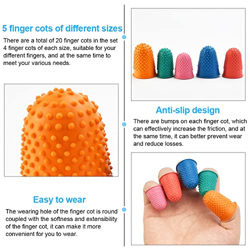 OTTYMO 20 Pcs Protector Dedo Mano Silicona Proteger los Dedos Reutilizables de Varios Tamaños de Protectores de Dedos de Silicona con Partículas Antideslizante para Costura Trabajo Manualidades