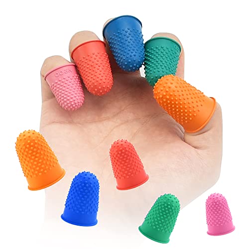 OTTYMO 20 Pcs Protector Dedo Mano Silicona Proteger los Dedos Reutilizables de Varios Tamaños de Protectores de Dedos de Silicona con Partículas Antideslizante para Costura Trabajo Manualidades