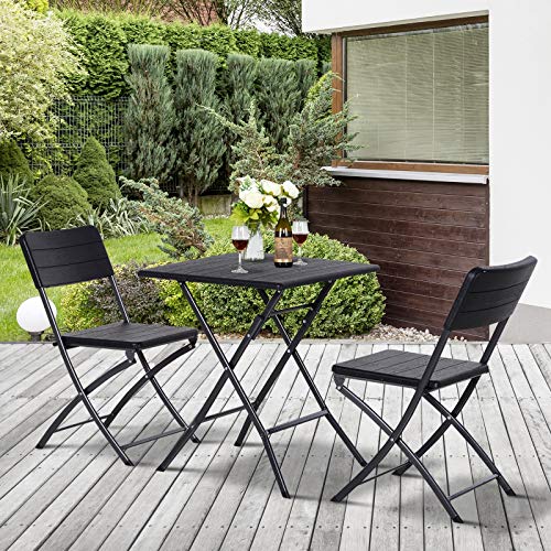 Outsunny 3 Piezas de Mesa y Sillas de Café Plegable para Exterior Conjunto de Muebles Comedor para Jardín Balcón Moderno Fácil de Guardar