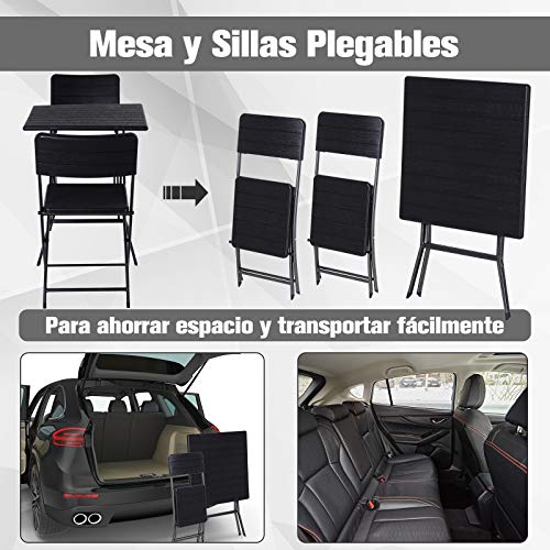 Outsunny 3 Piezas de Mesa y Sillas de Café Plegable para Exterior Conjunto de Muebles Comedor para Jardín Balcón Moderno Fácil de Guardar