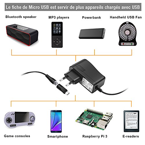 Outtag Adaptador AC DC Cargador Universal de 15W 5V 3A Fuente de alimentación con 8 Conectores para Router Bluetooth Altavoces Kindle Cámaras Radio LED DVD Interruptor Consolas de Juegos