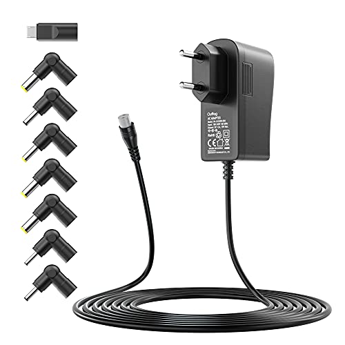 Outtag Adaptador AC DC Cargador Universal de 15W 5V 3A Fuente de alimentación con 8 Conectores para Router Bluetooth Altavoces Kindle Cámaras Radio LED DVD Interruptor Consolas de Juegos