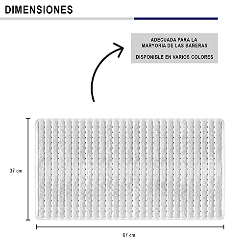 Pack 2 Alfombra bañera Antideslizante y Resistente de 68 x 37 cm. Esterilla de Tina sin BPA Antibacterial. Alfombrilla de Ducha Resistente al Moho y Lavable a Maquina. (Blanco)