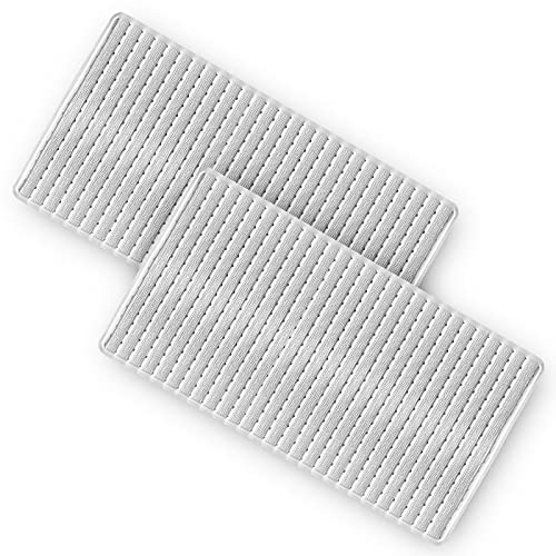 Pack 2 Alfombra bañera Antideslizante y Resistente de 68 x 37 cm. Esterilla de Tina sin BPA Antibacterial. Alfombrilla de Ducha Resistente al Moho y Lavable a Maquina. (Blanco)