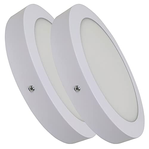 Pack 2x Plafon LED Redondo superficie 24w. Color Blanco Frío (6500K). 2200 lumenes. Diámetro 300mm.