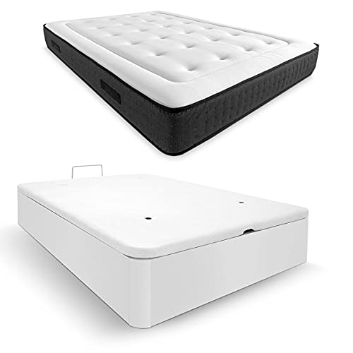 Pack Colchón Viscoelástico Creta + Canapé Extra-Reforzado | Color Blanco 150 x 200 | Montaje Incluido