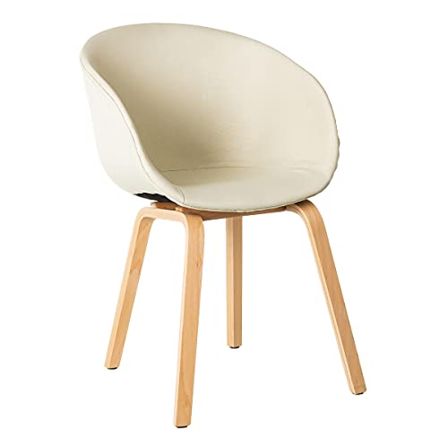 Pack de 2 sillas de Comedor tapizadas Beige de Tela y Madera de Haya de 50x52x81 cm - LOLAhome
