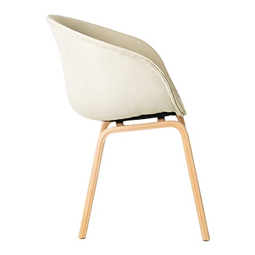 Pack de 2 sillas de Comedor tapizadas Beige de Tela y Madera de Haya de 50x52x81 cm - LOLAhome