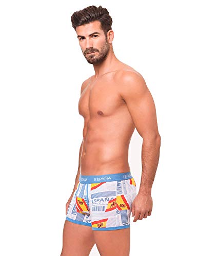 Pack de 4 - Calzoncillos Boxer algodón Goma elástica Bandera de España (Pack B, M)