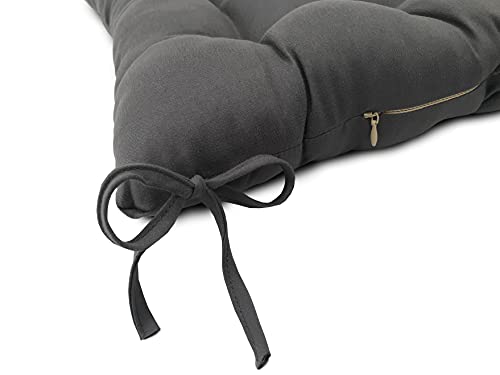 Pack de 6 Cojines para Sillas de Exterior e Interior Reversibles 40 x 40 x 7 cm, con Correas de Sujeción (Gris)