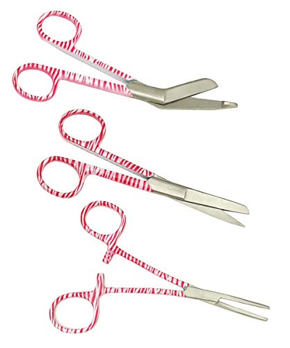 Pack Tijeras de Enfermería en acero Inoxidable personalizadas con tu nombre - Regalo original ideal para enfermeras en diferentes colores (Zebra Rosa)