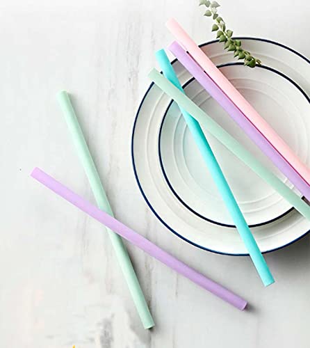Pajitas de silicona reutilizables 10PCS, 5 pajitas de silicona rectas y 5 de forma curva. Pajitas para beber cócteles, granizados, zumos. Libres de BPA. Pajas de silicona para niños y adultos.