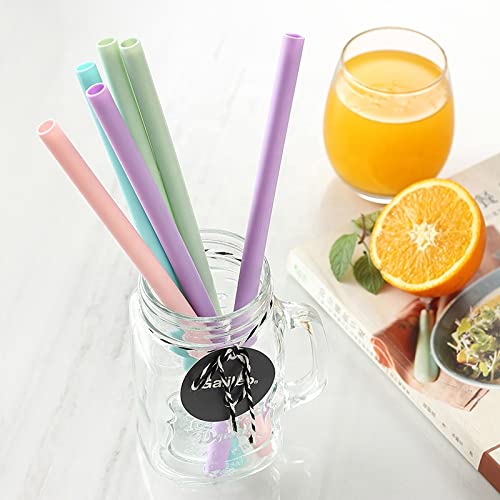 Pajitas de silicona reutilizables 10PCS, 5 pajitas de silicona rectas y 5 de forma curva. Pajitas para beber cócteles, granizados, zumos. Libres de BPA. Pajas de silicona para niños y adultos.