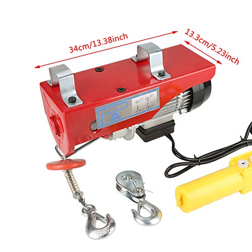 Palan eléctrico de 220 V, cabrestante de cable eléctrico para 100 kg/200 kg, con interruptor de emergencia, para casa, almacén, fábrica, altura de elevación: 12 m/6 m