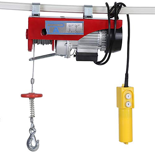 Palan eléctrico de 220 V, cabrestante de cable eléctrico para 100 kg/200 kg, con interruptor de emergencia, para casa, almacén, fábrica, altura de elevación: 12 m/6 m