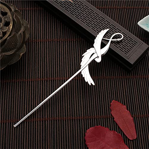 Palo Pelo,Pinza para El Cabello Pinza para El Cabello Retro Chino Clásico Palillos Tenedores Grúa Creativa Pluma Animal Joyería Simple Accesorios para El Cabello para Mujeres Cabello Largo Fiesta