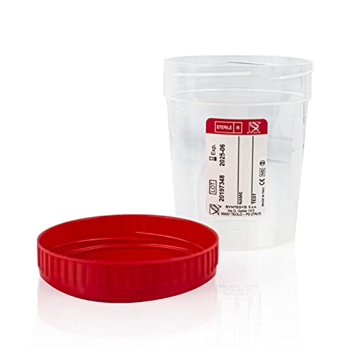 Palucart 10 piezas recipiente para análisis de orina 120 ml con tapón hermético etiqueta para el nombre