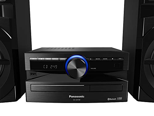 Panasonic SCUX100EK Home Audio Mini System Microcadena (Home Audio Mini System, USB, Bluetooth, Acabado Mate, Estereo, MAX JukeBox, 300 W, De 2 Vías, 13 cm, DJ, Subwoofers De 13 cm) Color Negro