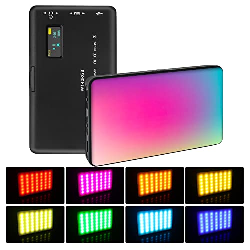 Panel LED RGB,140 LED Luz Cámara,Mini Luz Fotografía Portátil para Vlog,Transmisión en Vivo,Entrevista (3100 mAh, CRI 95+, 2500-9000 K)