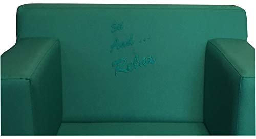 PanQube Modul 4-D-LG-STK MODENA 60 - Sillón infantil con reposabrazos y bordado (60 x 60 x 60 x 30 cm), color verde claro