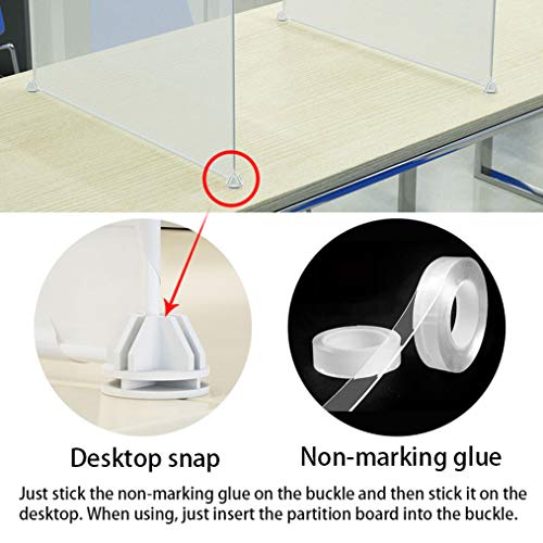 Pantalla Protección Mostrador Mampara de metacrilato Sneeze Guard El Divisor de Escritorio del Panel de protección del Escritorio de la barandilla de plexiglás Transparente Puede acomodar a 4 Person