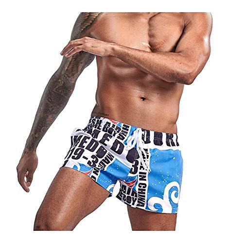 Pantalones for hombres Pantalones cortos de verano Impresión masculina cortocircuitos del tablero impermeable y transpirable elástico Beach surf natación corta floja Shorts ( Color : Blue , Size : M )