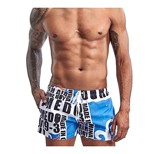 Pantalones for hombres Pantalones cortos de verano Impresión masculina cortocircuitos del tablero impermeable y transpirable elástico Beach surf natación corta floja Shorts ( Color : Blue , Size : M )