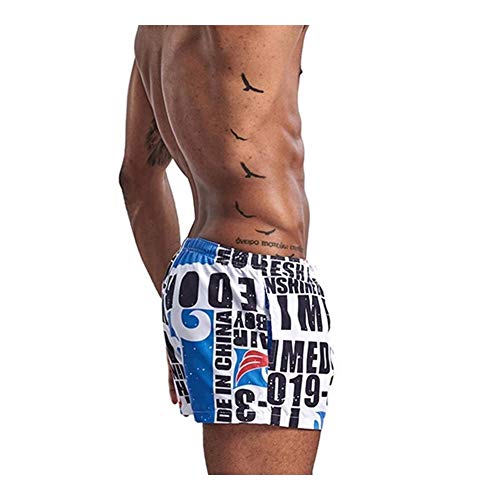 Pantalones for hombres Pantalones cortos de verano Impresión masculina cortocircuitos del tablero impermeable y transpirable elástico Beach surf natación corta floja Shorts ( Color : Blue , Size : M )