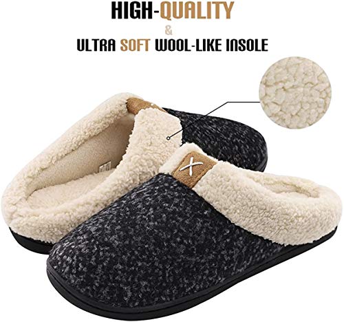 Pantuflas de Invierno Felpa para Hombre Mujer,Espuma Memoria cómodas Antideslizantes para Interior Exterior Zapatillas Unisex Adulto (Brown, Numeric_40)